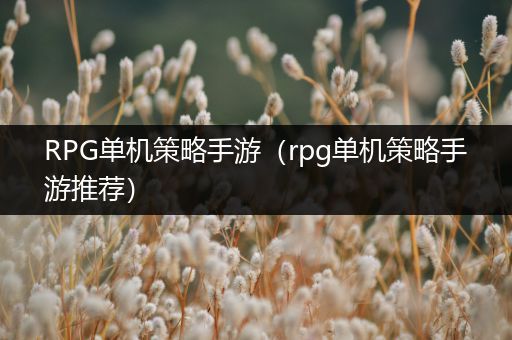 RPG单机策略手游（rpg单机策略手游推荐）