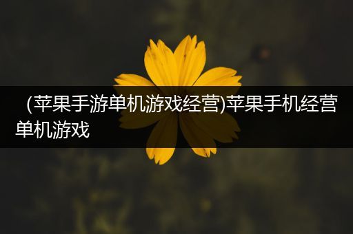 （苹果手游单机游戏经营)苹果手机经营单机游戏