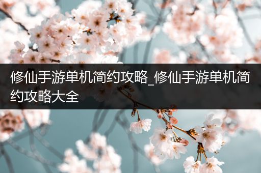 修仙手游单机简约攻略_修仙手游单机简约攻略大全