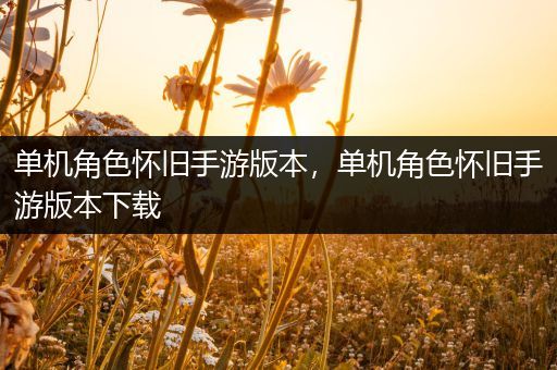 单机角色怀旧手游版本，单机角色怀旧手游版本下载