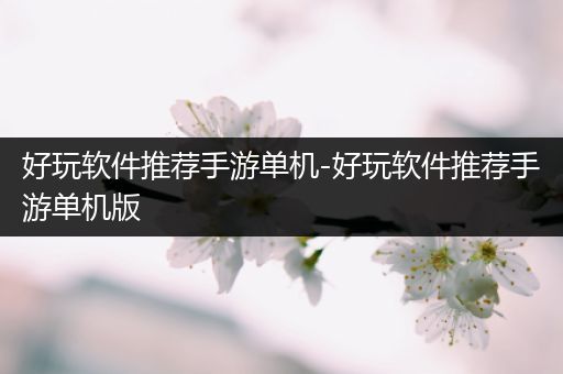 好玩软件推荐手游单机-好玩软件推荐手游单机版