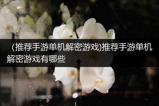 （推荐手游单机解密游戏)推荐手游单机解密游戏有哪些