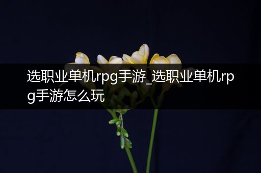 选职业单机rpg手游_选职业单机rpg手游怎么玩