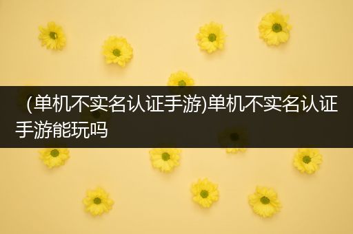 （单机不实名认证手游)单机不实名认证手游能玩吗