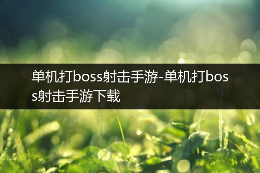 单机打boss射击手游-单机打boss射击手游下载