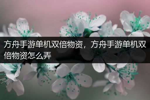 方舟手游单机双倍物资，方舟手游单机双倍物资怎么弄