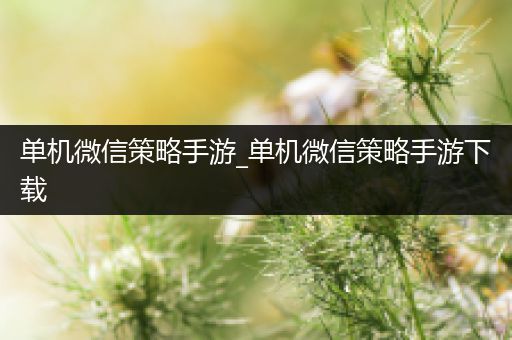 单机微信策略手游_单机微信策略手游下载