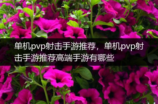 单机pvp射击手游推荐，单机pvp射击手游推荐高端手游有哪些